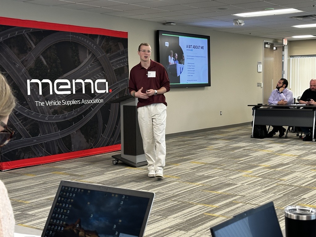 Hank speaking at a MEMA event